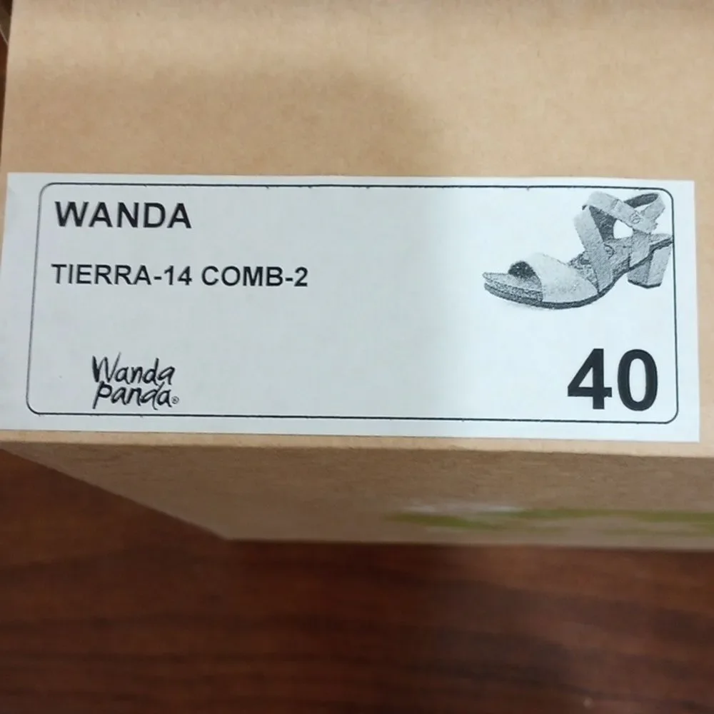 WANDA PANDA Women's Wandar Sandal Tan Combo- Size EU 40 / US 9.5 - 10